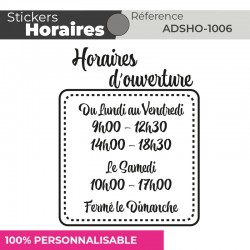 Stickers | HORAIRES | Adhésif Découpé Vitrophanie | 48h