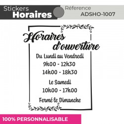 Stickers | HORAIRES | Adhésif Découpé Vitrophanie | 48h