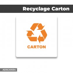Autocollant | RECYCLAGE CARTON orange | Format Carré