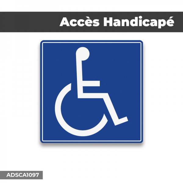 Accessible aux fauteuils roulants, handicapé, handicapé, signe autocollant  adhésif argenté avec symbole d'icône universel et texte taille 12 cm x 10  cm -  France