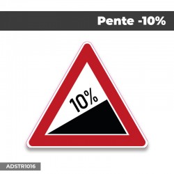 Autocollant | PENTE 10% | Format Triangle
