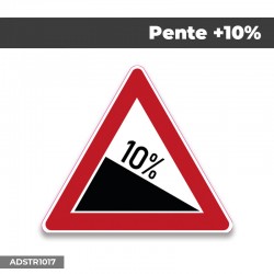 Autocollant | PENTE +10% | Format Triangle