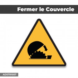 Autocollant | FERMER LE COUVERCLE | Format Triangle