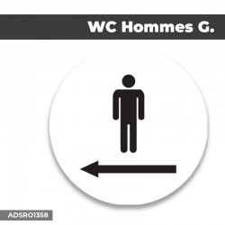 Autocollant | WC HOMMES G. Fond blanc| Format Rond