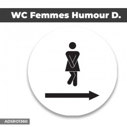 Autocollant | WC FEMMES HUMOUR D. Fond blanc| Format Rond