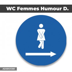 Autocollant | WC FEMMES HUMOUR D. Fond bleu| Format Rond