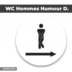 Autocollant | WC HOMMES HUMOUR D. Fond blanc| Format Rond