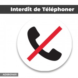 Autocollant | INTERDIT DE TELEPHONE | Format Rond