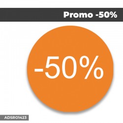 Autocollant | promo -50% Fond orange | Format Rond