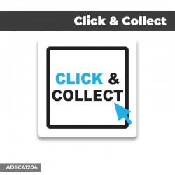 Autocollant | CLICK AND COLLECT bleu | Format Carré