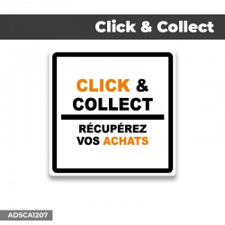 Autocollant | CLICK AND COLLECT orange | Format Carré