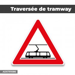 Autocollant | TRAVERSÉE DE TRAMWAY | Format Triangle