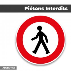Autocollant | PIETONS INTERDITS | Format Rond