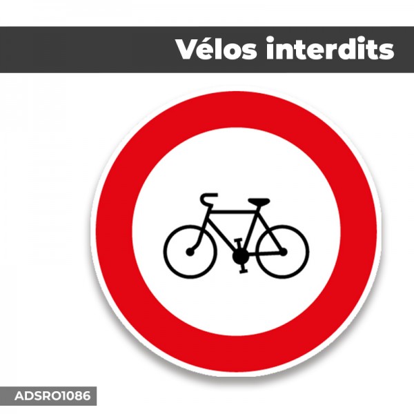 Signalétique, Vélos interdits, Autocollant Imprimé