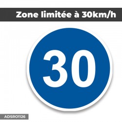 Autocollant | ZONE LIMITÉE À 30KM/H | Format Rond