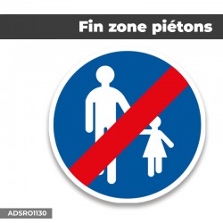 Autocollant | FIN ZONE PIETONS | Format Rond
