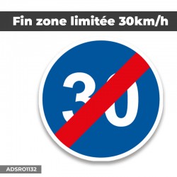 Autocollant | FIN DE ZONE LIMITÉE 30KM/H | Format Rond
