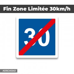 Autocollant |FIN ZONE LIMITÉE 30KM/H | Format Carré