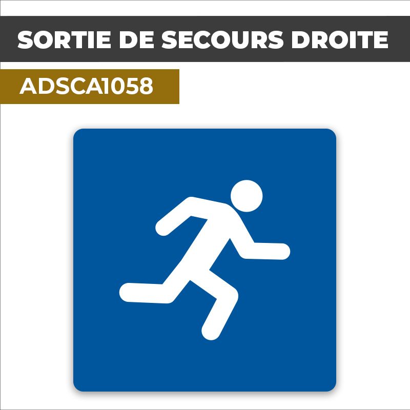 Autocollant SORTIE DE SECOURS DROITE | Entrée et Sortie