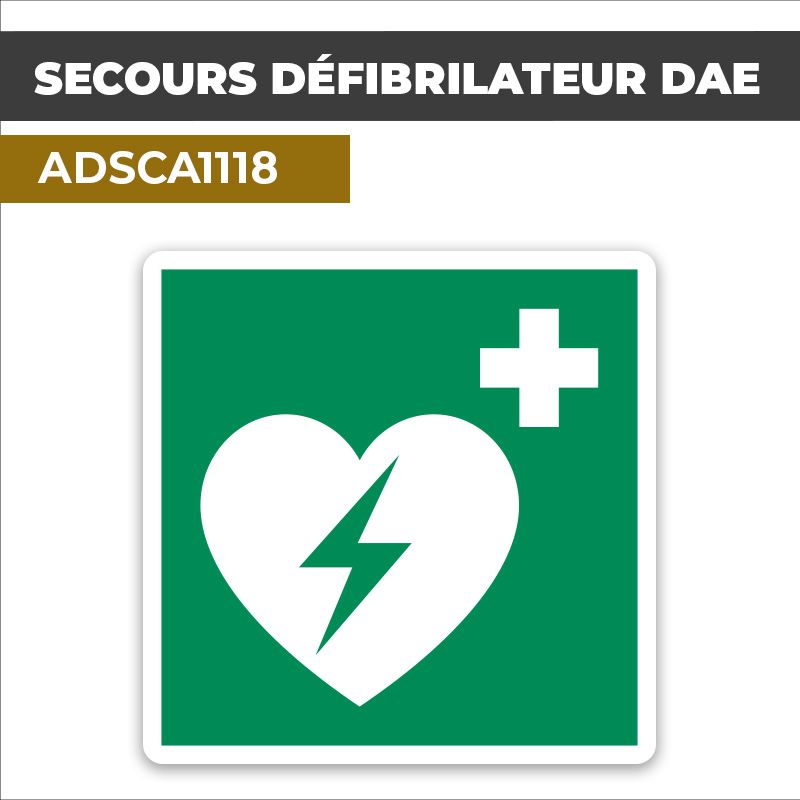 Autocollant SECOURS DÉFIBRILLATEUR DAE | Urgences médicales