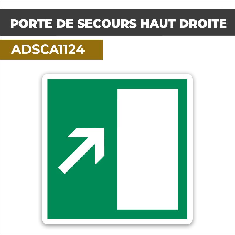 Autocollant PORTE DE SECOURS HAUT DROITE | Sortie de secours