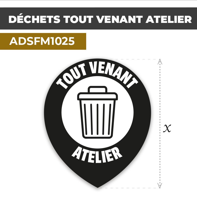 Autocollant | DÉCHETS TOUT VENANT ATELIER | Déchets et poubelles