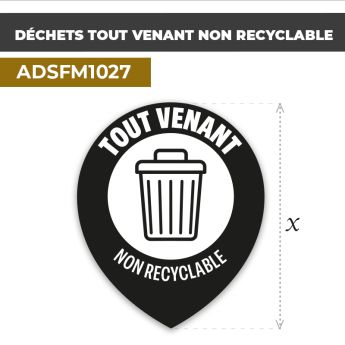 Autocollant | DÉCHETS TOUT VENANT NON RECYCLABLE | Déchets et poubelles