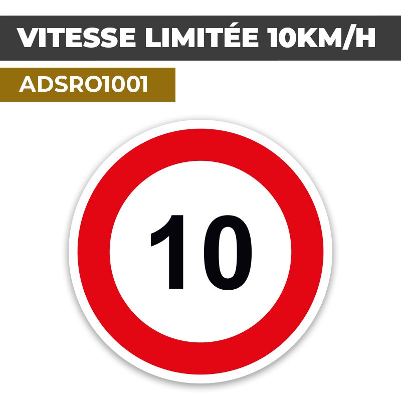 Autocollant | VITESSE LIMITÉE 10KM/H | Format Rond