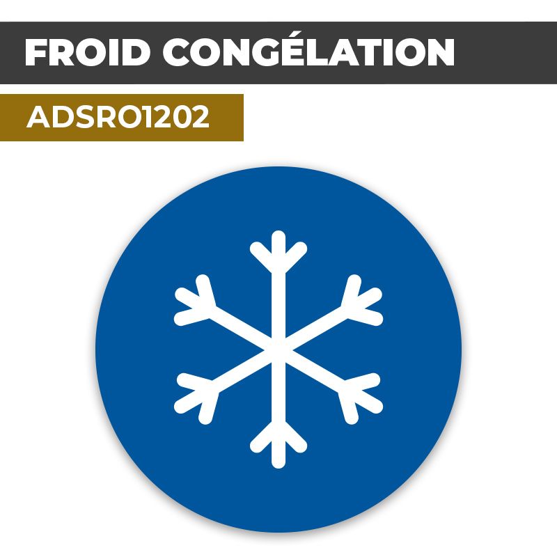 Autocollant | FROID CONGELATION Fond Bleu | Format Rond