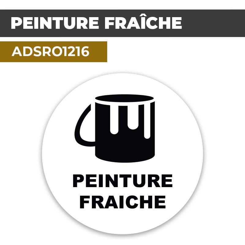 Autocollant | PEINTURE FRAICHE Noir | Format Rond