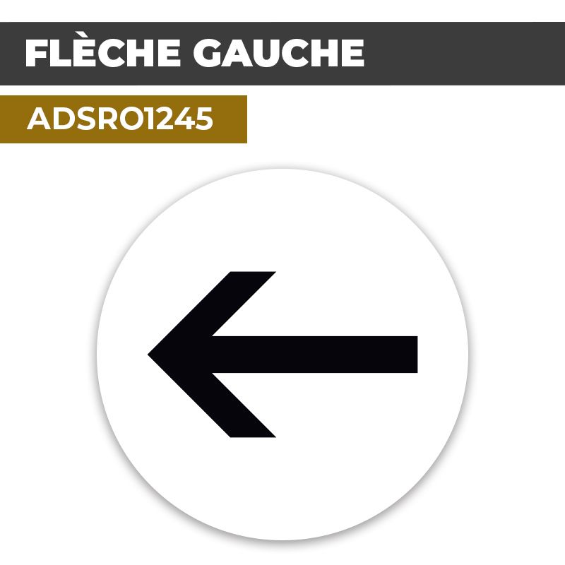 Autocollant | FLECHE Gauche Noir | Format Rond