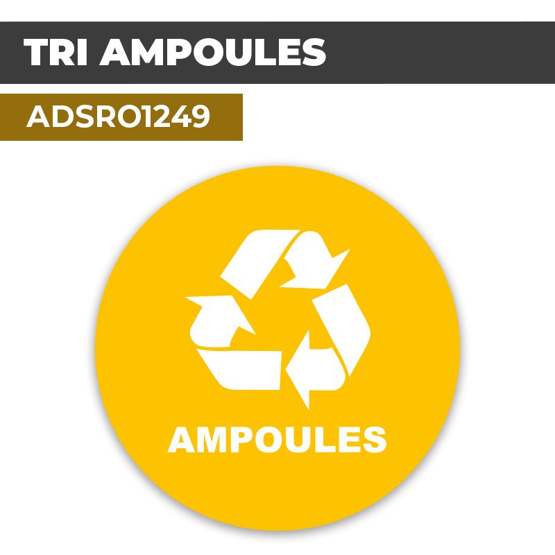 Autocollant | RECYCLAGE AMPOULES Fond Jaune | Format Rond