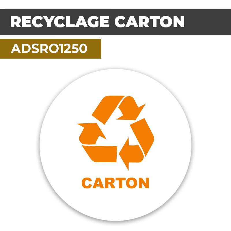 Autocollant | RECYCLAGE CARTON Orange | Format Rond