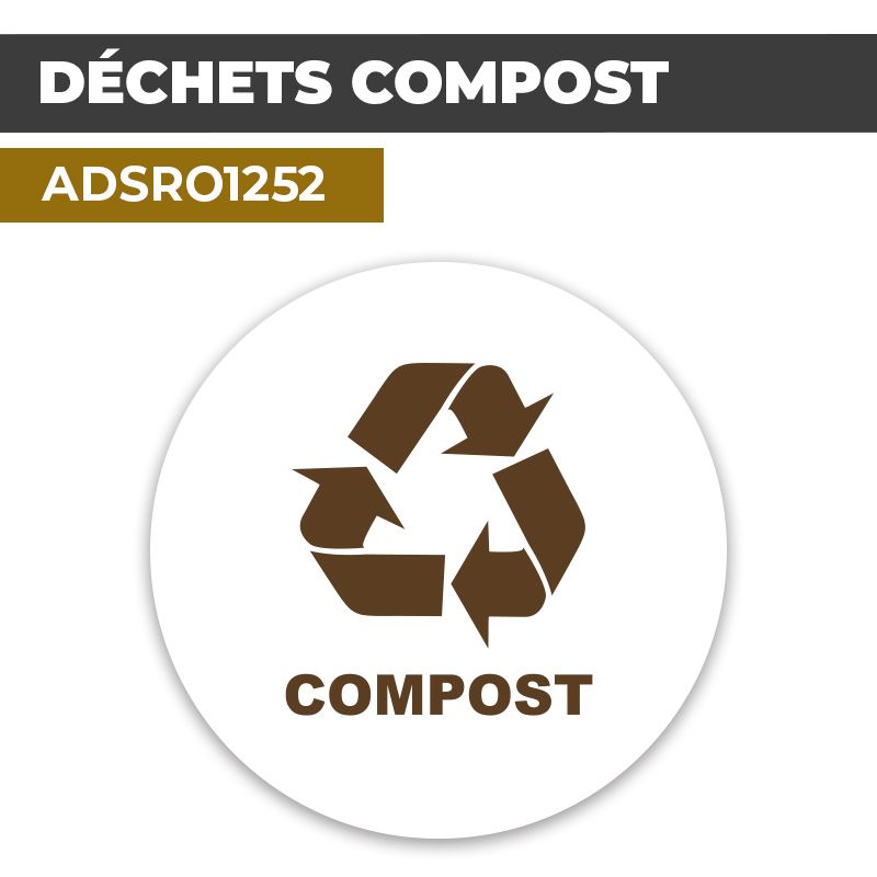 Autocollant | RECYCLAGE COMPOST Marron | Format Rond