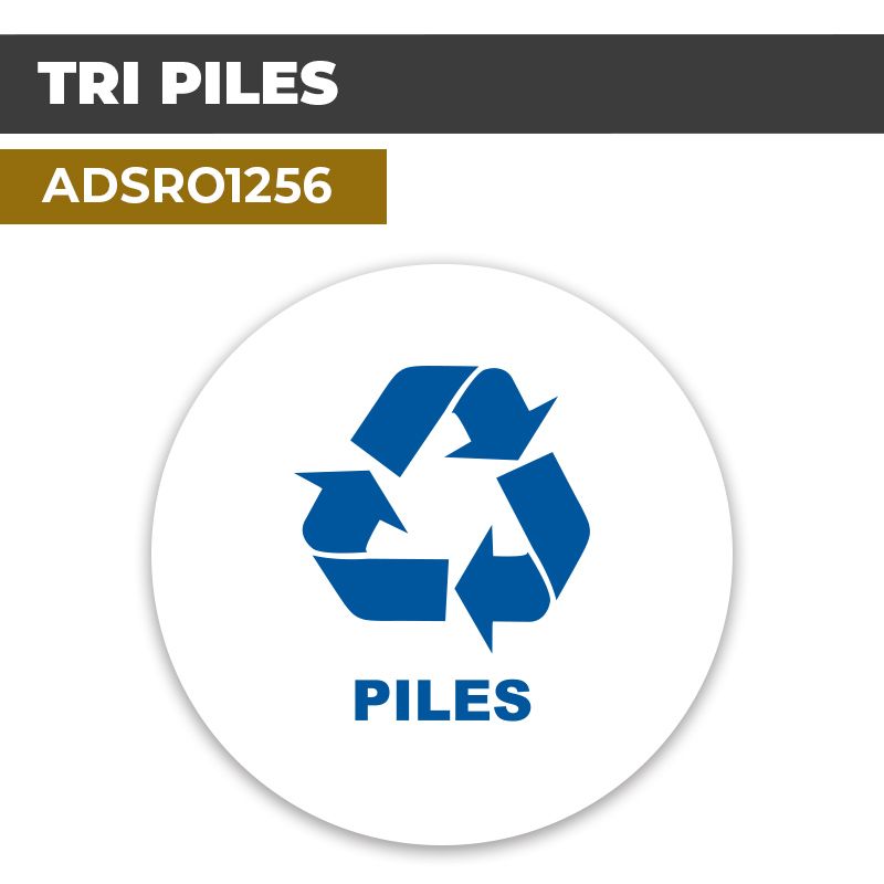 Autocollant | RECYCLAGE PILES Bleu | Format Rond