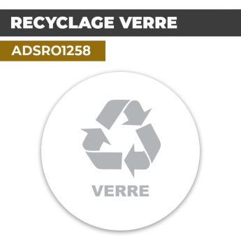 Autocollant | RECYCLAGE VERRE Gris | Format Rond