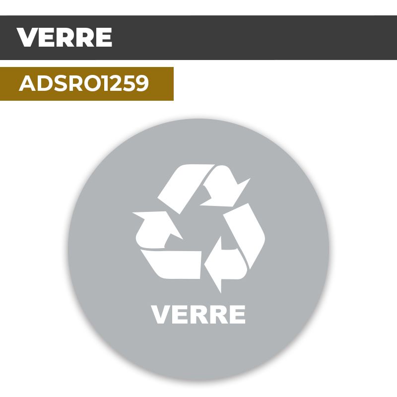Autocollant| RECYCLAGE VERRE Fond Gris | Format Rond