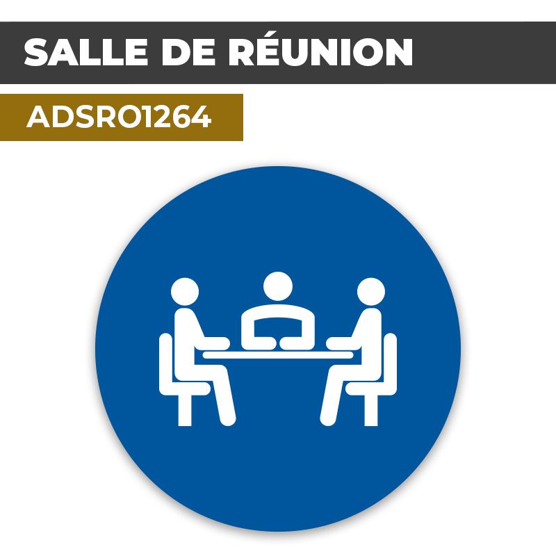 Autocollant | SALLE DE REUNION Fond Bleu | Format Rond
