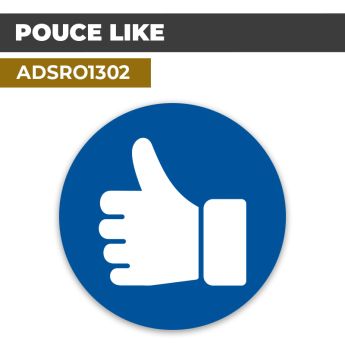 Autocollant | LIKE POUCE Fond Bleu | Format Rond
