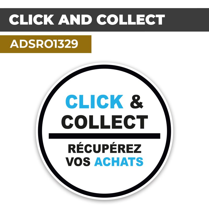 Autocollant | CLICK & COLLECT ACHATS Bleu | Format Rond