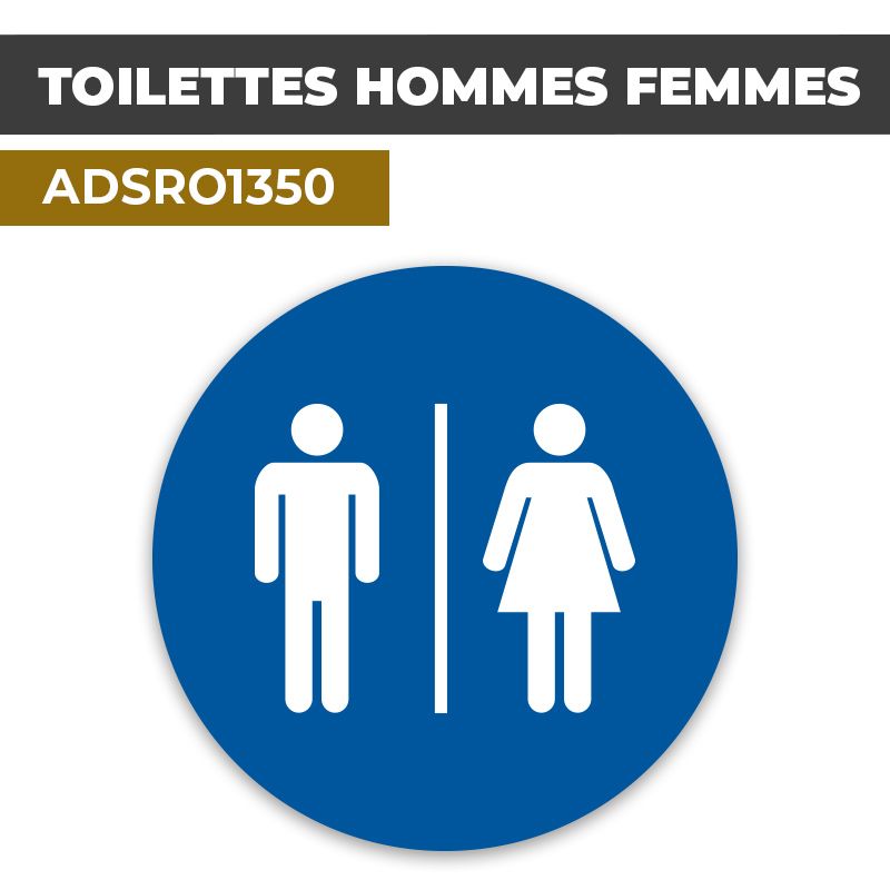 Autocollant | WC MIXTE fond bleu| Format Rond