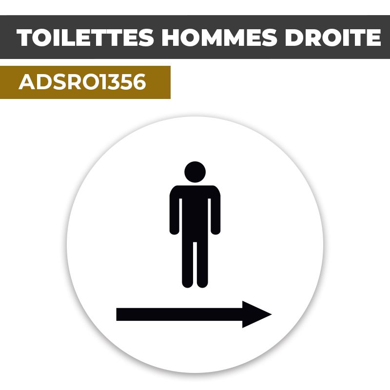 Autocollant | WC HOMMES D. Fond blanc| Format Rond