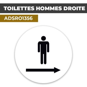 Autocollant | WC HOMMES D. Fond blanc| Format Rond