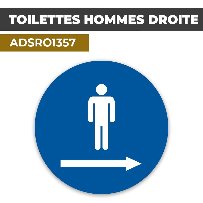 Autocollant | WC HOMMES D. Fond bleu| Format Rond