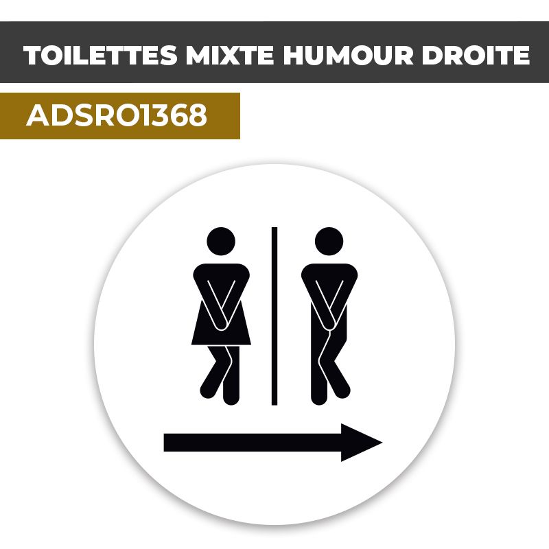 Autocollant | WC MIXTE HUMOUR D. Fond blanc| Format Rond