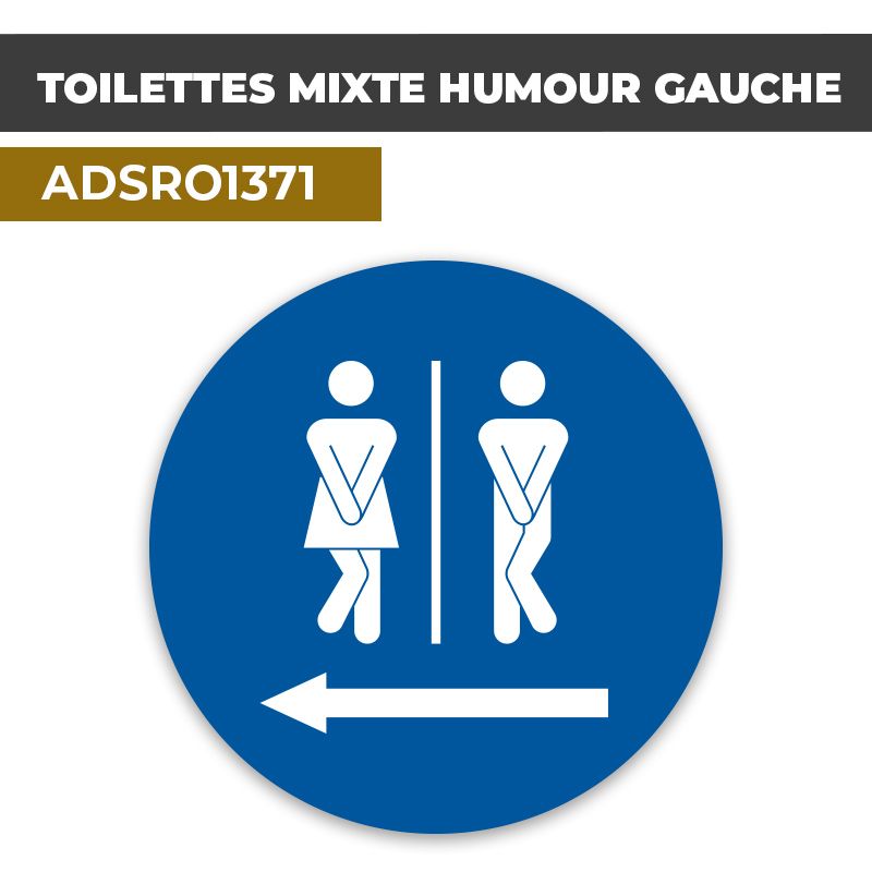 Autocollant | WC MIXTE HUMOUR G. Fond bleu | Format Rond