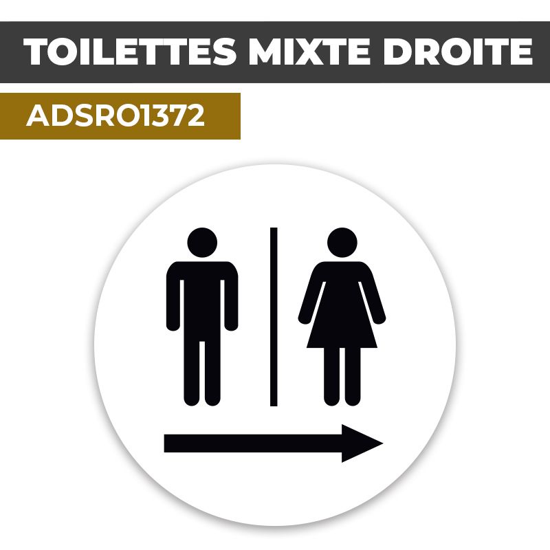 Autocollant | WC MIXTE DROITE Fond blanc | Format Rond