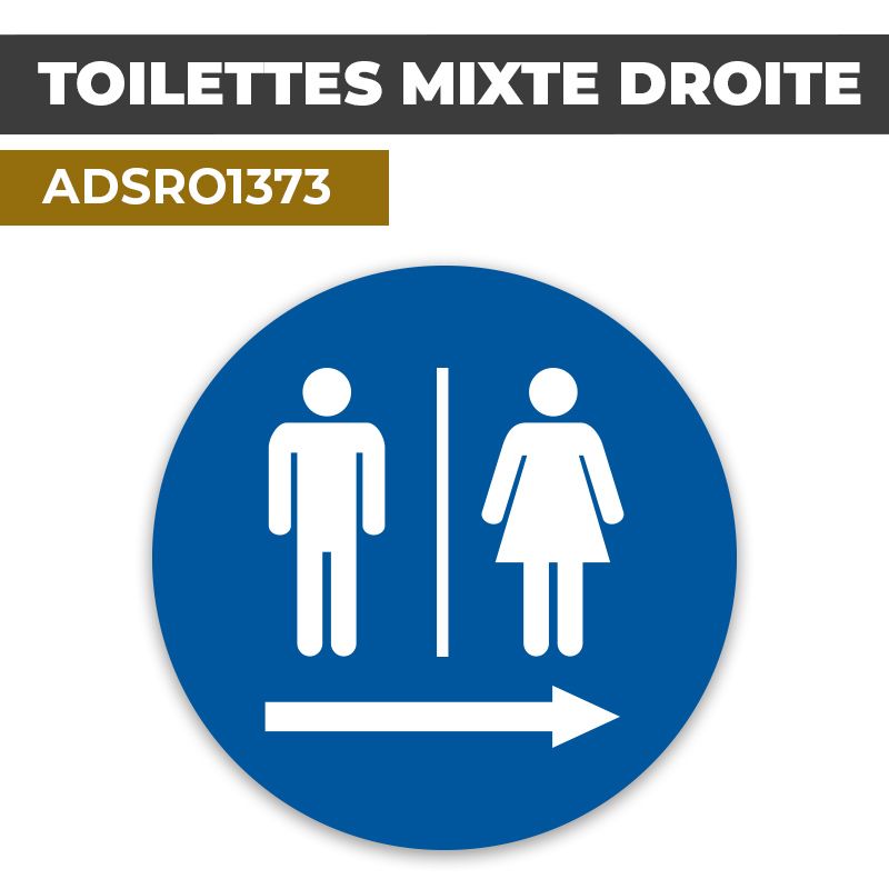 Autocollant | WC MIXTE DROITE Fond bleu | Format Rond