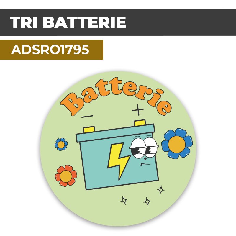 Autocollant TRI BATTERIE | Recyclage et Tri Sélectif