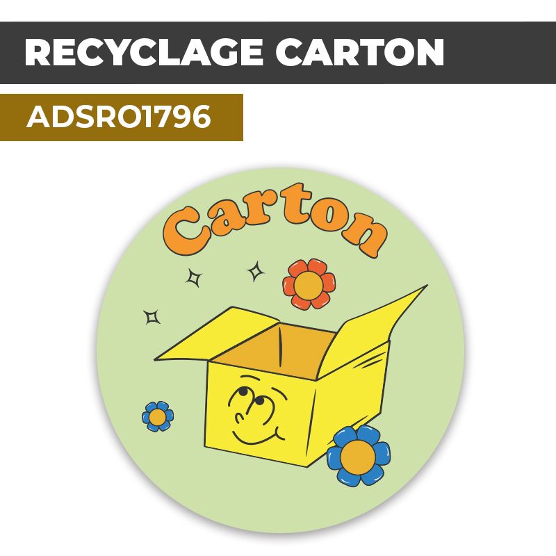 Autocollant RECYCLAGE CARTON | Recyclage et Tri Sélectif